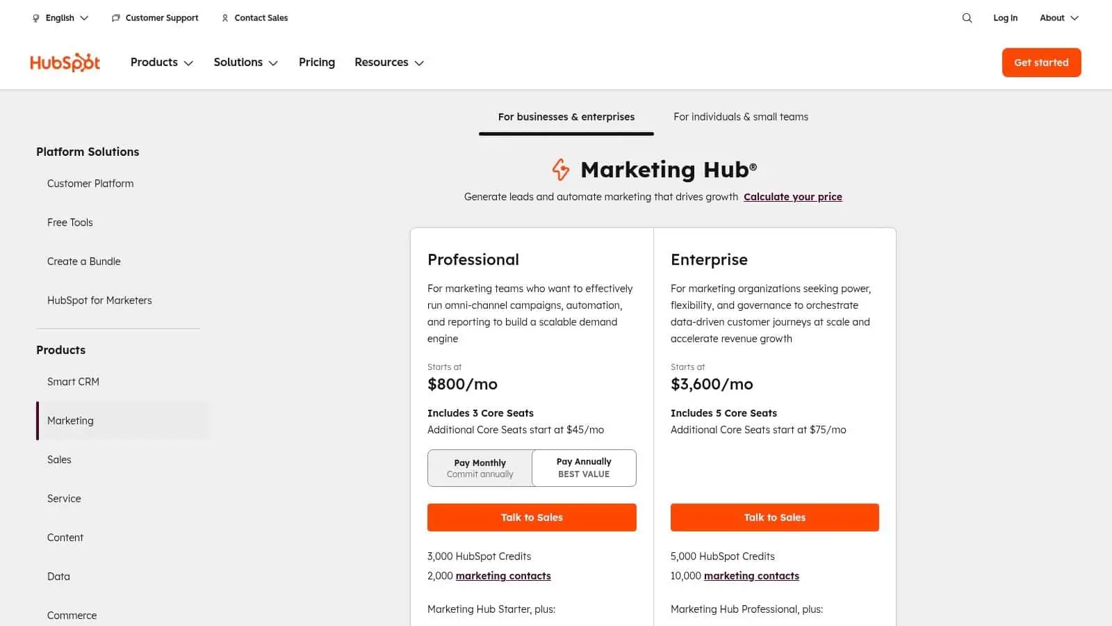 HubSpot (Marketing Hub, Sales Hub + Breeze Intelligence)